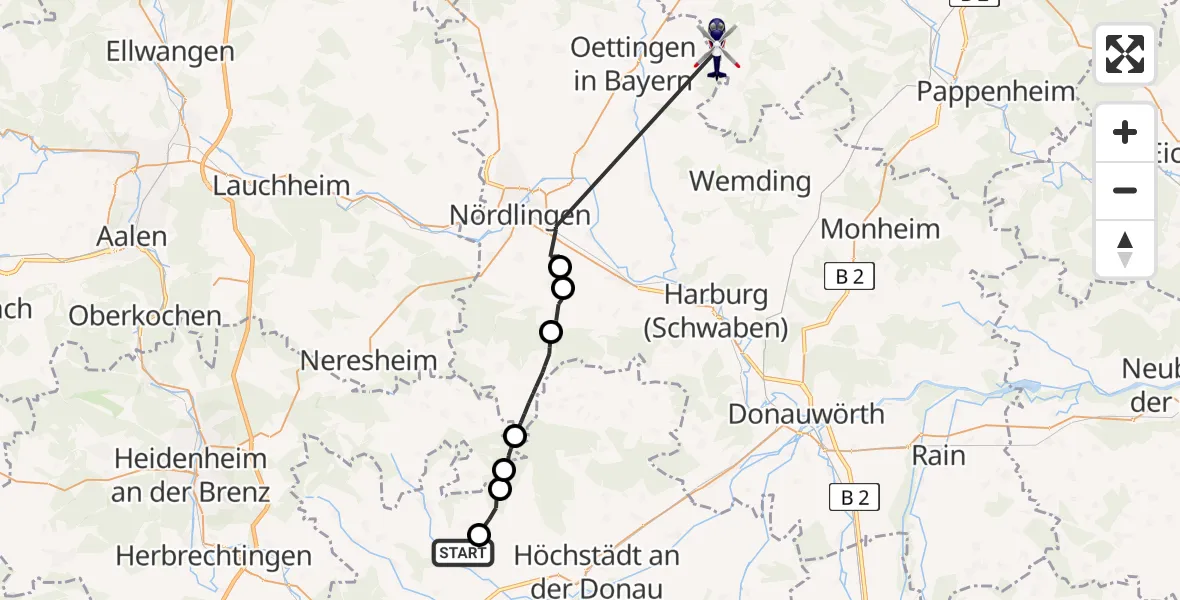 Flugroute Polizeihubschrauber Wittislingen - Westheim, 24 April 2026, 13:14