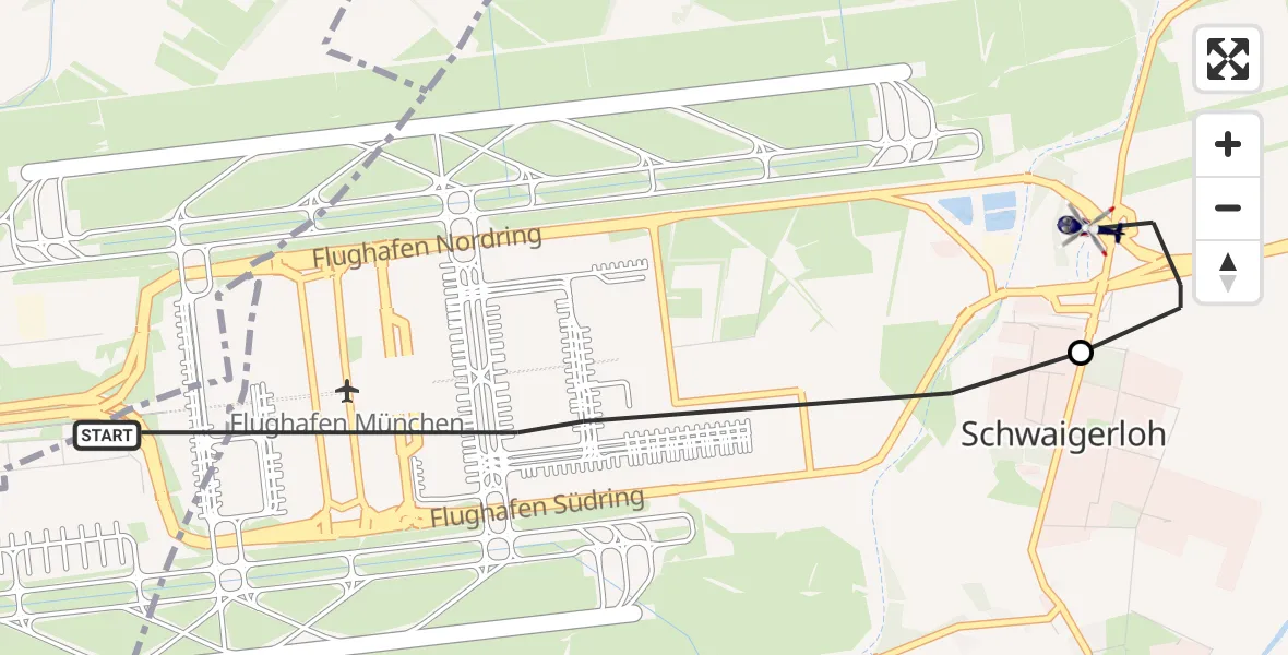 Flugroute Polizeihubschrauber München Flughafen - Oberding, 24 April 2026, 13:22