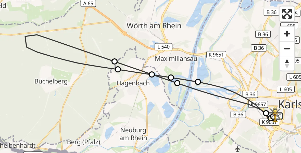 Flugroute Rettungshubschrauber Sankt Vincentius Hospital - Sankt Vincentius Hospital, 24 April 2026, 13:38