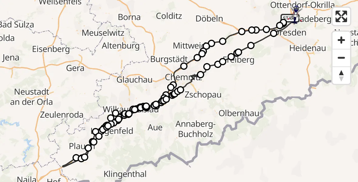 Flugroute Polizeihubschrauber Dresden - Dresden, 24 April 2026, 13:56
