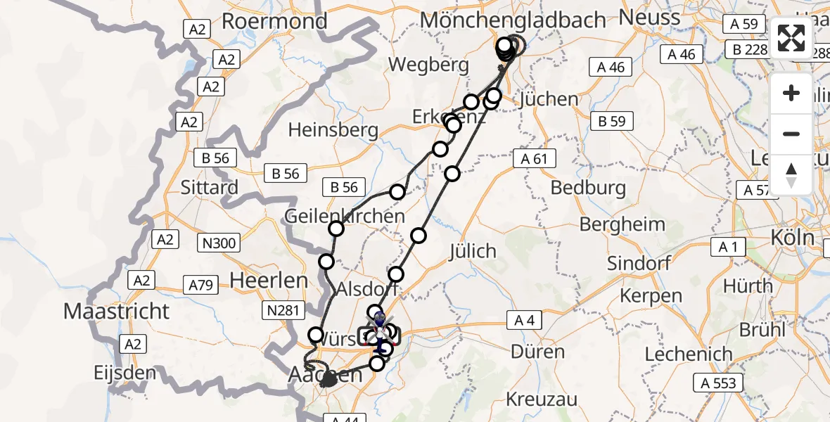 Flugroute Polizeihubschrauber Aachen-Merzbrück Flughafen - Aachen-Merzbrück Flughafen, 24 April 2026, 13:57