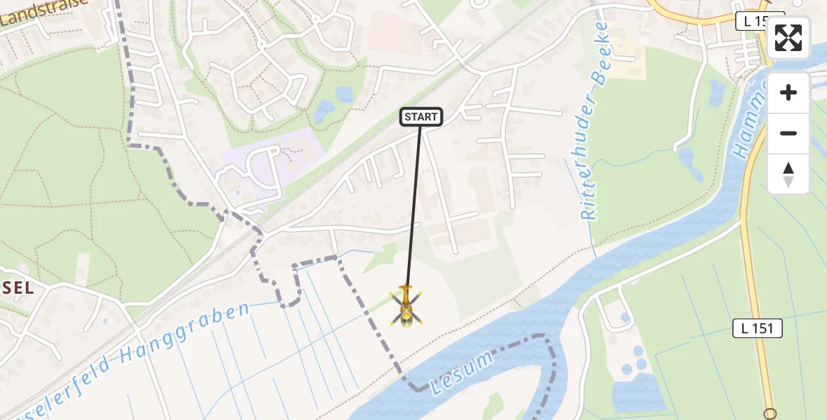 Flugroute Rettungshubschrauber Ritterhude - Ritterhude, 24 April 2026, 14:31