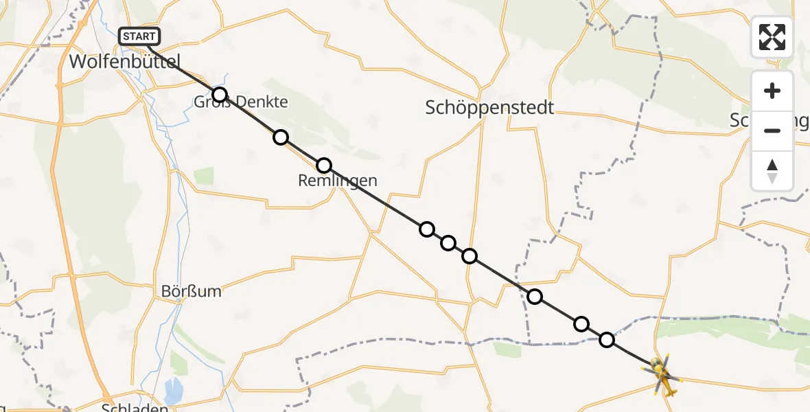 Flugroute Rettungshubschrauber Wolfenbüttel - Huy, 24 April 2026, 14:34