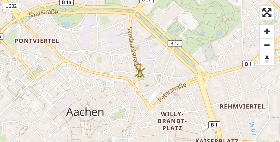 Flugroute Rettungshubschrauber Aachen - Aachen, 24 April 2026, 15:01