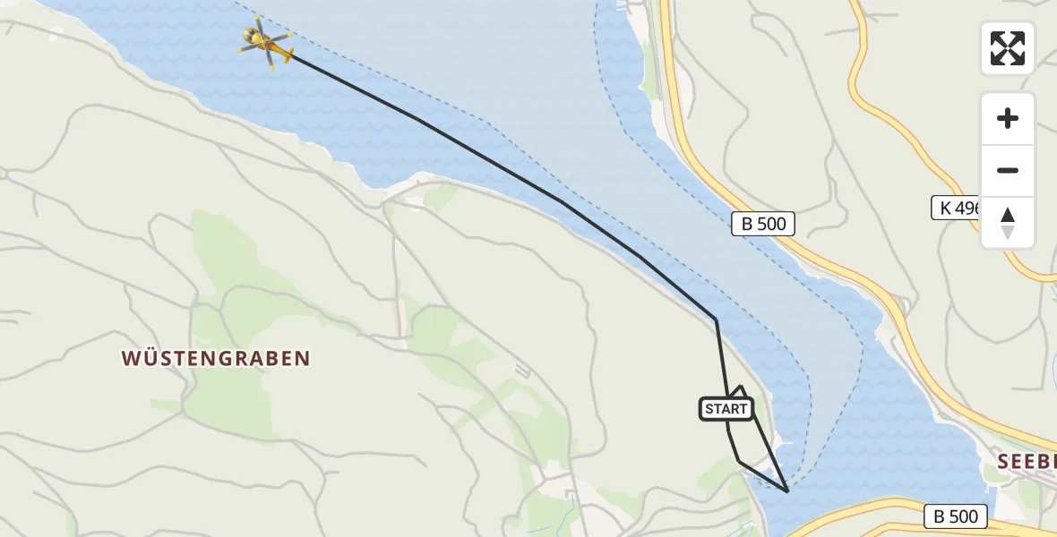 Flugroute Ambulanzhubschrauber Schluchsee - Schluchsee, 24 April 2026, 15:33