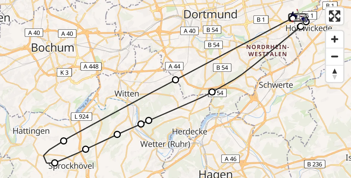 Flugroute Polizeihubschrauber Dortmund Flughafen - Dortmund Flughafen, 24 April 2026, 15:57