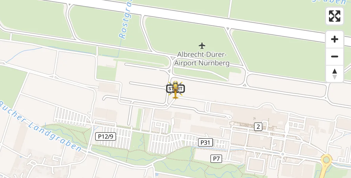 Flugroute Rettungshubschrauber Flughafen Nuremberg - Flughafen Nuremberg, 24 April 2026, 17:09