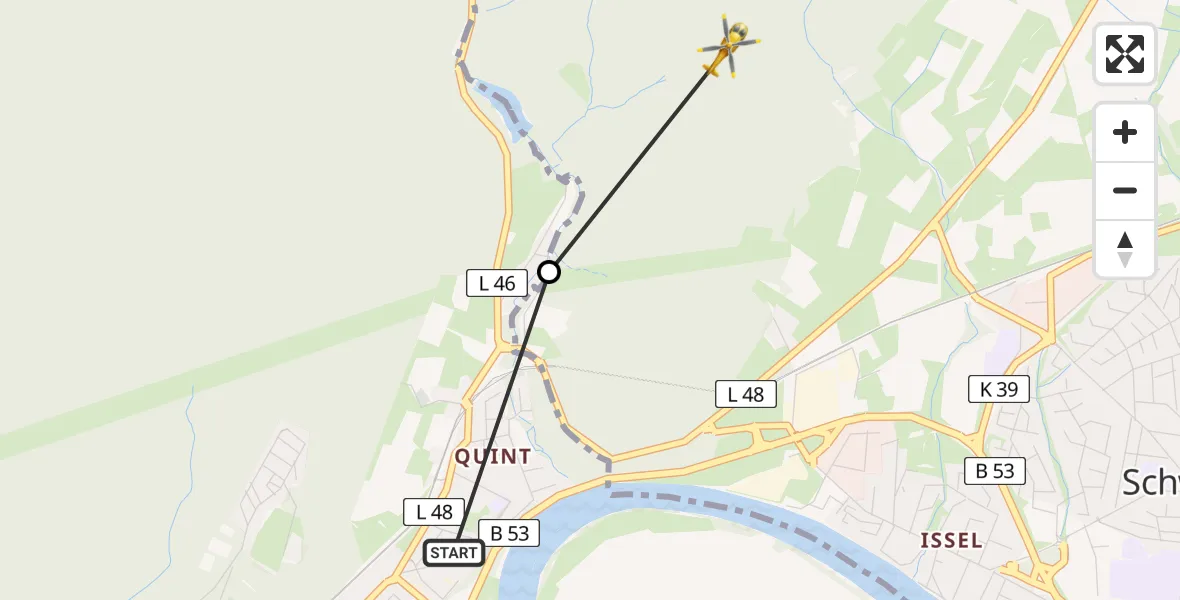 Flugroute Rettungshubschrauber Trier - Schweich, 24 April 2026, 17:28