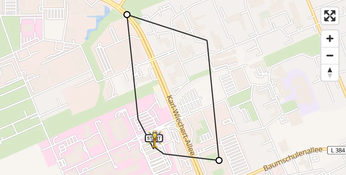 Flugroute Rettungshubschrauber Hannover Luftrettung Hubschrauberlandeplatz (Christoph 4) - Hannover Luftrettung Hubschrauberlandeplatz (Christoph 4), 24 April 2026, 18:18