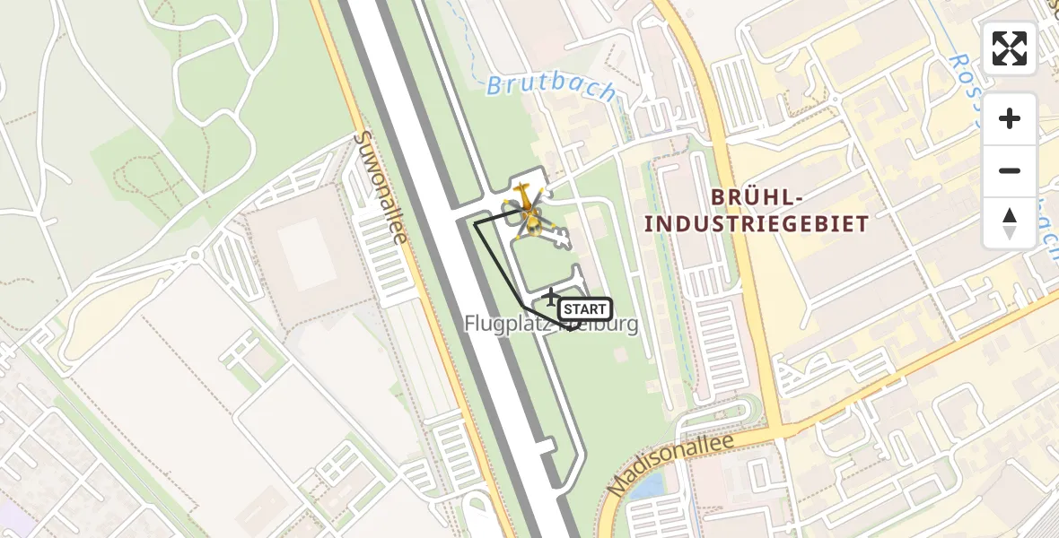 Flugroute Ambulanzhubschrauber Freiburg im Breisgau Flugplatz - Freiburg im Breisgau Flugplatz, 24 April 2026, 18:27
