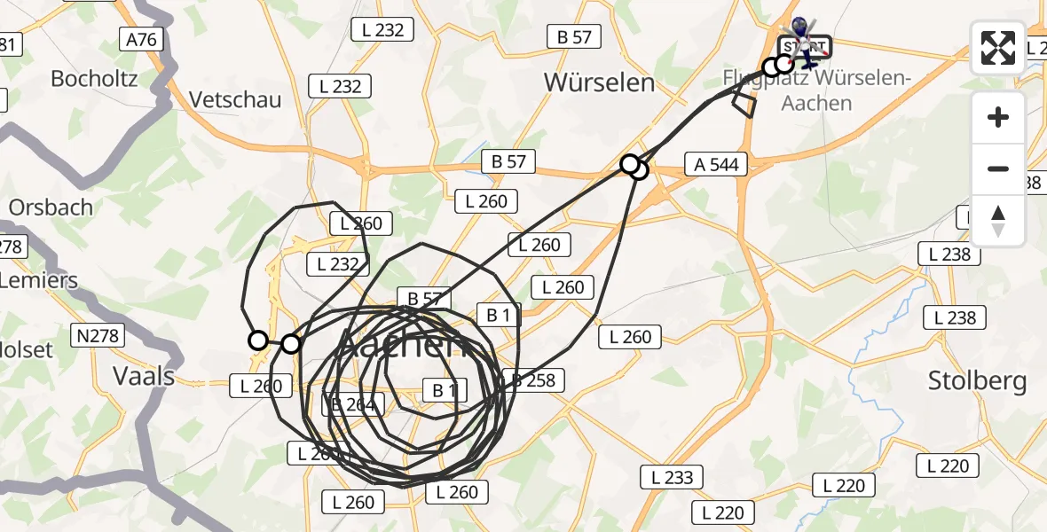 Flugroute Polizeihubschrauber Aachen-Merzbrück Flughafen - Aachen-Merzbrück Flughafen, 24 April 2026, 19:21