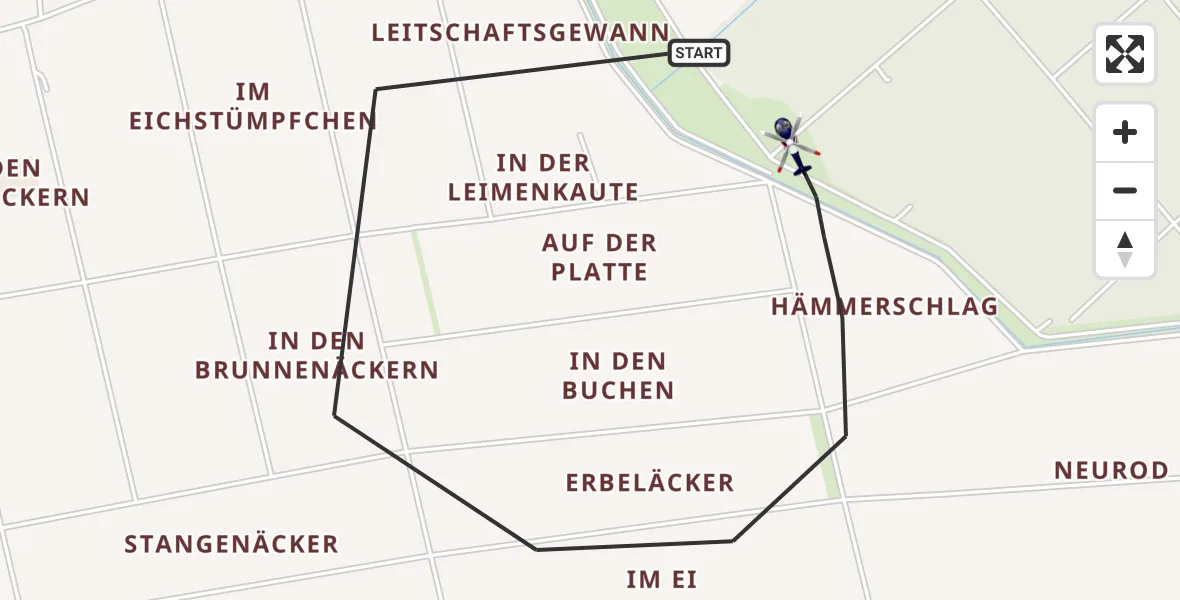 Flugroute Polizeihubschrauber Gernsheim - Gernsheim, 24 April 2026, 20:16