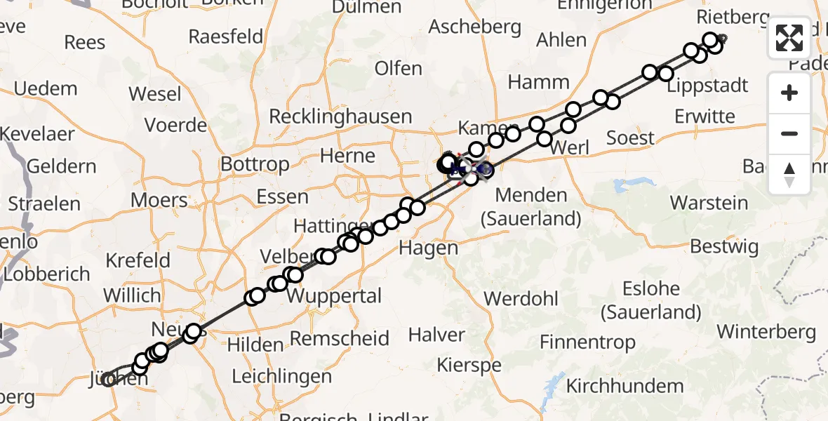 Flugroute Polizeihubschrauber Dortmund Flughafen - Dortmund Flughafen, 24 April 2026, 20:25