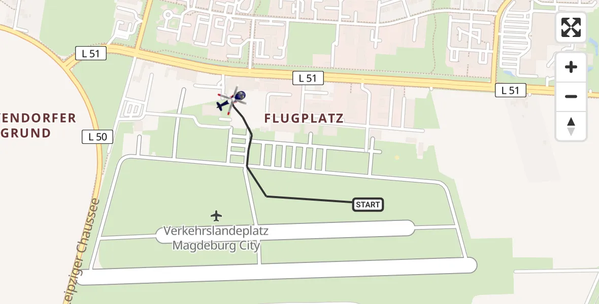 Flugroute Polizeihubschrauber Magdeburg City Flugplatz - Magdeburg, 25 April 2026, 00:38