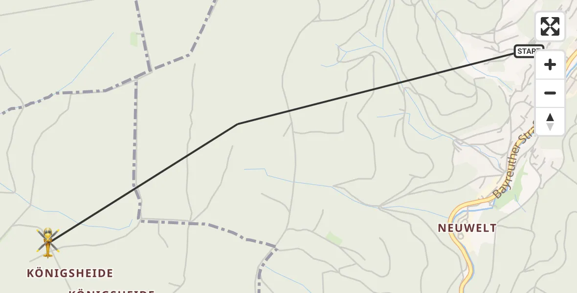 Flugroute Rettungshubschrauber Warmensteinach - Weidenberg, 25 April 2026, 06:48