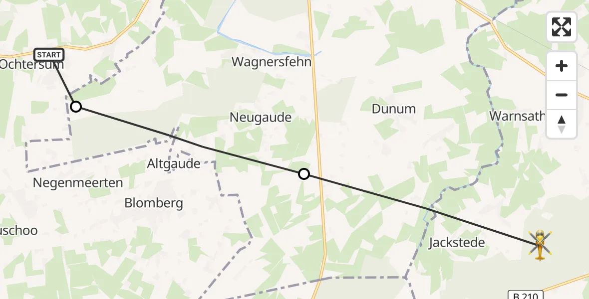Flugroute Ambulanzhubschrauber Ochtersum - Wittmund, 25 April 2026, 07:34