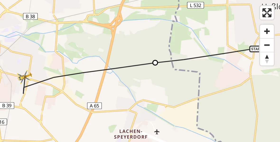 Flugroute Rettungshubschrauber Haßloch - Neustadt an der Weinstraße, 25 April 2026, 07:38
