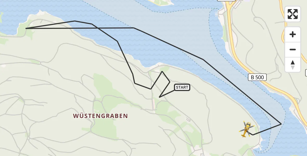 Flugroute Ambulanzhubschrauber Schluchsee - Schluchsee, 25 April 2026, 07:54