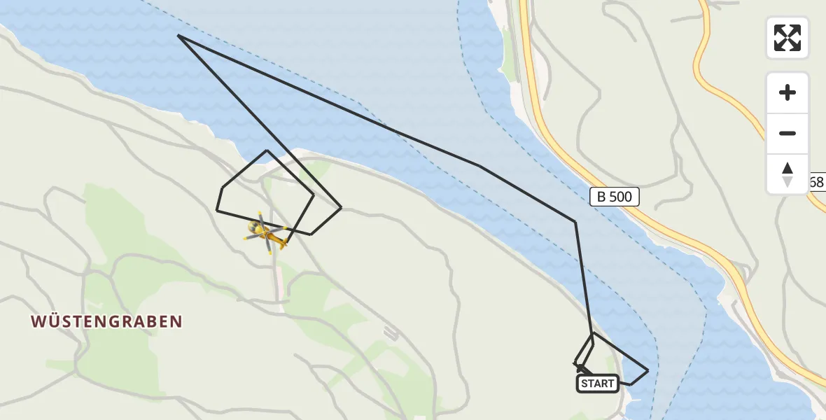 Flugroute Ambulanzhubschrauber Schluchsee - Schluchsee, 25 April 2026, 08:10