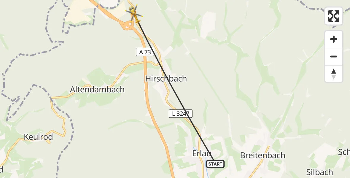 Flugroute Rettungshubschrauber Schleusingen - Schleusingen, 25 April 2026, 08:50