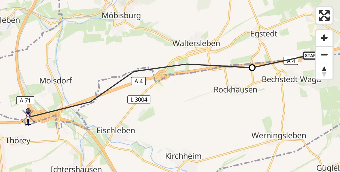 Flugroute Polizeihubschrauber Amt Wachsenburg - Erfurt, 25 April 2026, 09:16