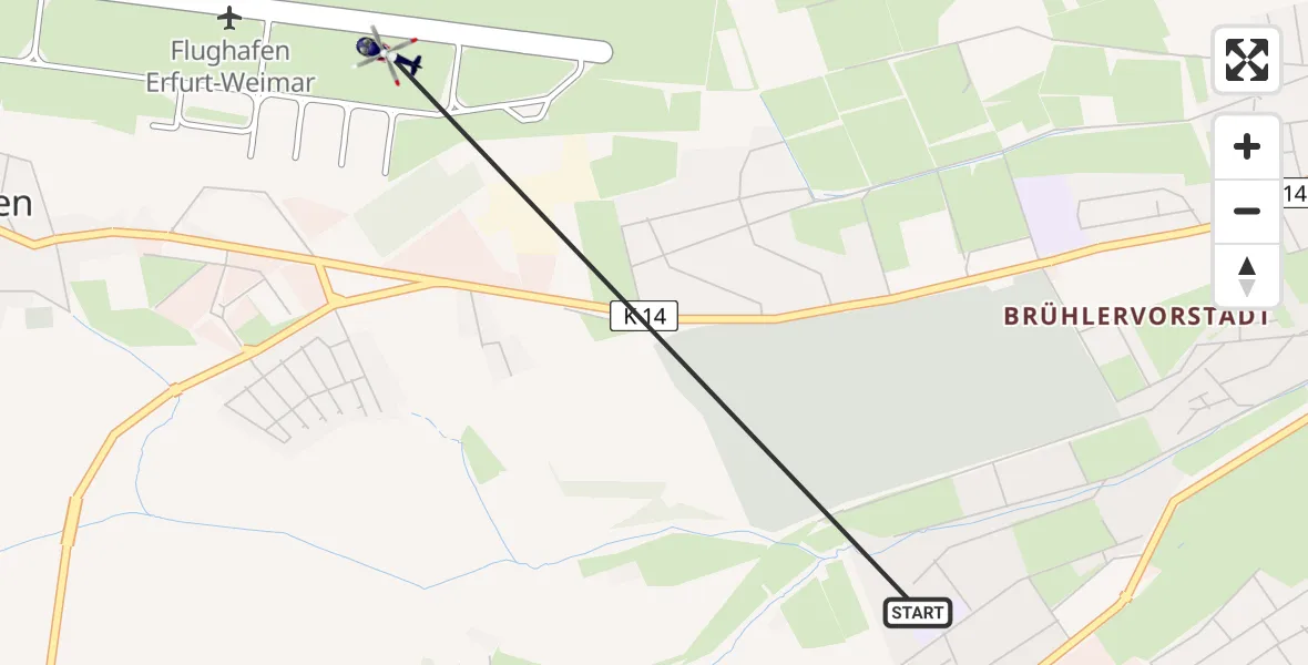 Flugroute Polizeihubschrauber Erfurt - Erfurt-Weimar Flughafen, 25 April 2026, 09:22