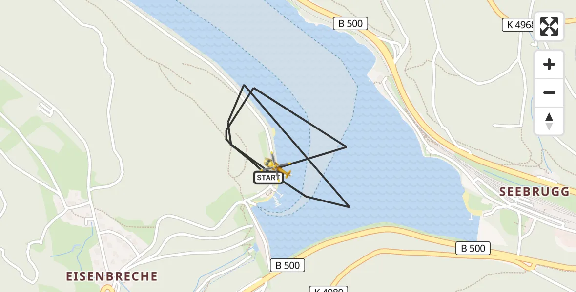 Flugroute Ambulanzhubschrauber Schluchsee - Schluchsee, 25 April 2026, 09:53