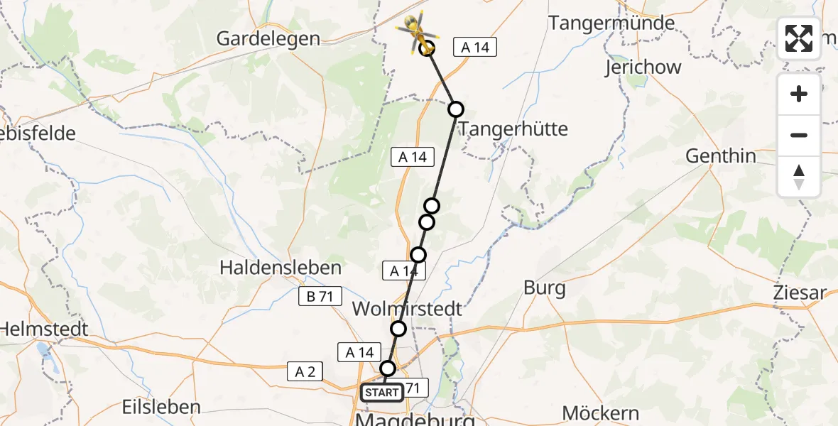 Flugroute Rettungshubschrauber Magdeburg - Stendal, 25 April 2026, 11:05