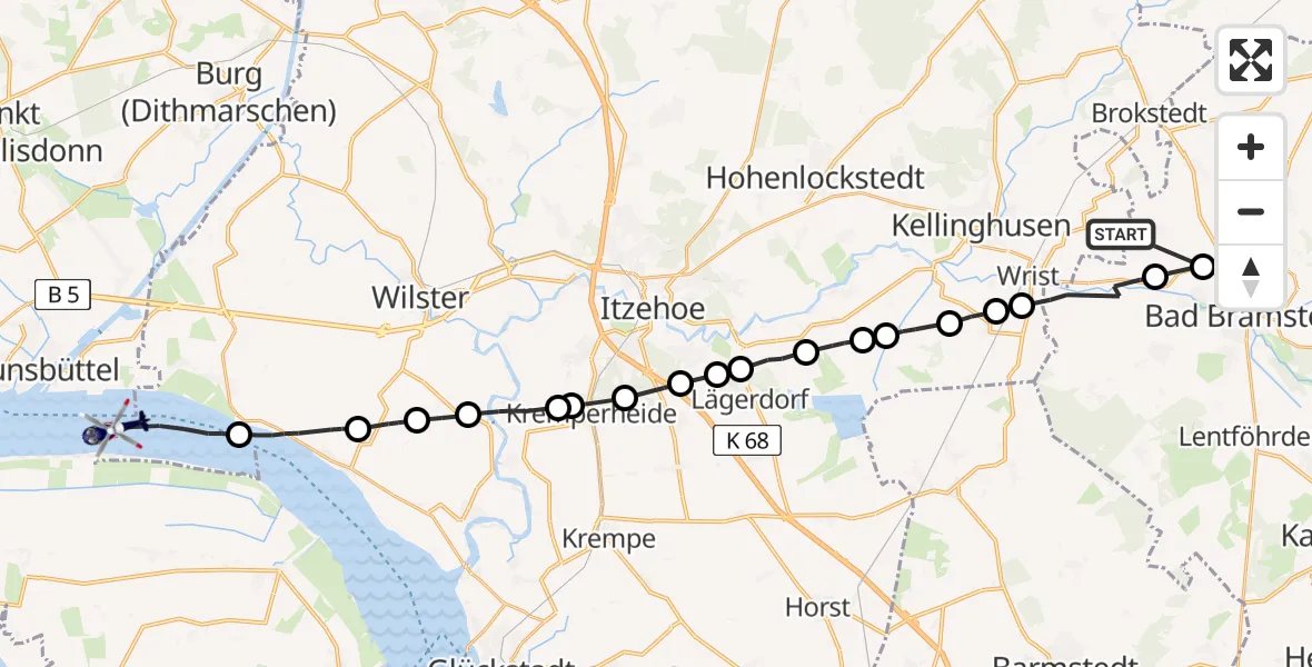 Flugroute Polizeihubschrauber Quarnstedt - Sankt Margarethen, 25 April 2026, 11:05