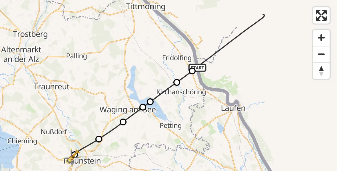 Flugroute Rettungshubschrauber Lettensau - Traunstein Hospital, 25 April 2026, 11:58