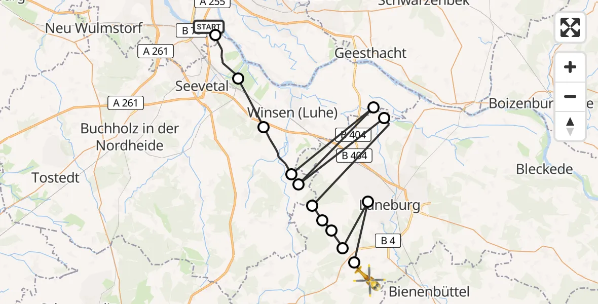 Flugroute Rettungshubschrauber Hamburg - Barnstedt, 25 April 2026, 12:17