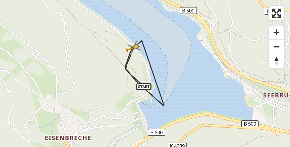 Flugroute Ambulanzhubschrauber Schluchsee - Schluchsee, 25 April 2026, 12:31