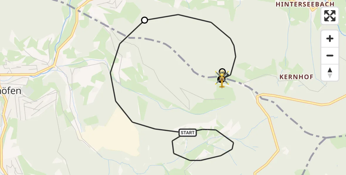 Flugroute Rettungshubschrauber Ottenhöfen im Schwarzwald - Ottenhöfen im Schwarzwald, 25 April 2026, 12:51