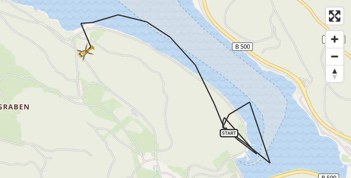 Flugroute Ambulanzhubschrauber Schluchsee - Schluchsee, 25 April 2026, 13:14