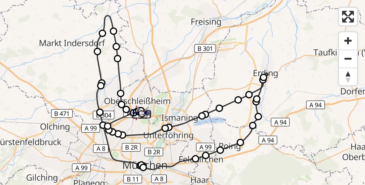 Flugroute Polizeihubschrauber Oberschleißheim - Oberschleißheim, 25 April 2026, 13:16