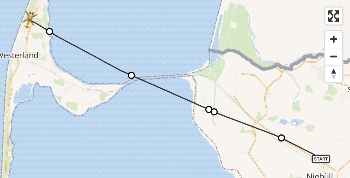 Flugroute Rettungshubschrauber Niebüll - Wenningstedt-Braderup (Sylt), 25 April 2026, 13:33
