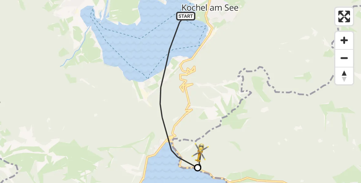 Flugroute Rettungshubschrauber Kochel a.See - Jachenau, 25 April 2026, 13:38