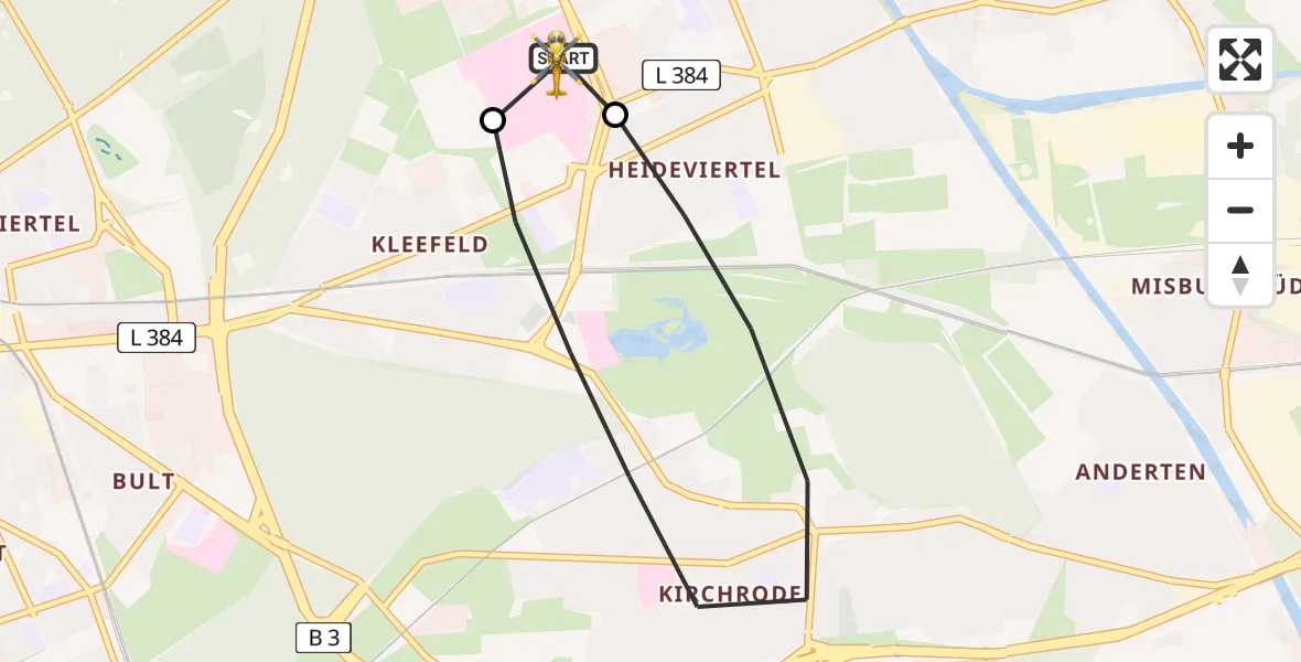 Flugroute Rettungshubschrauber Hannover Luftrettung Hubschrauberlandeplatz (Christoph 4) - Hannover Luftrettung Hubschrauberlandeplatz (Christoph 4), 25 April 2026, 13:58