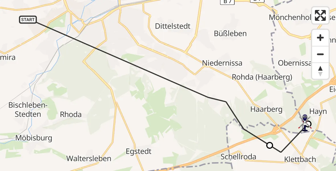 Flugroute Polizeihubschrauber Erfurt - Grammetal, 25 April 2026, 14:06