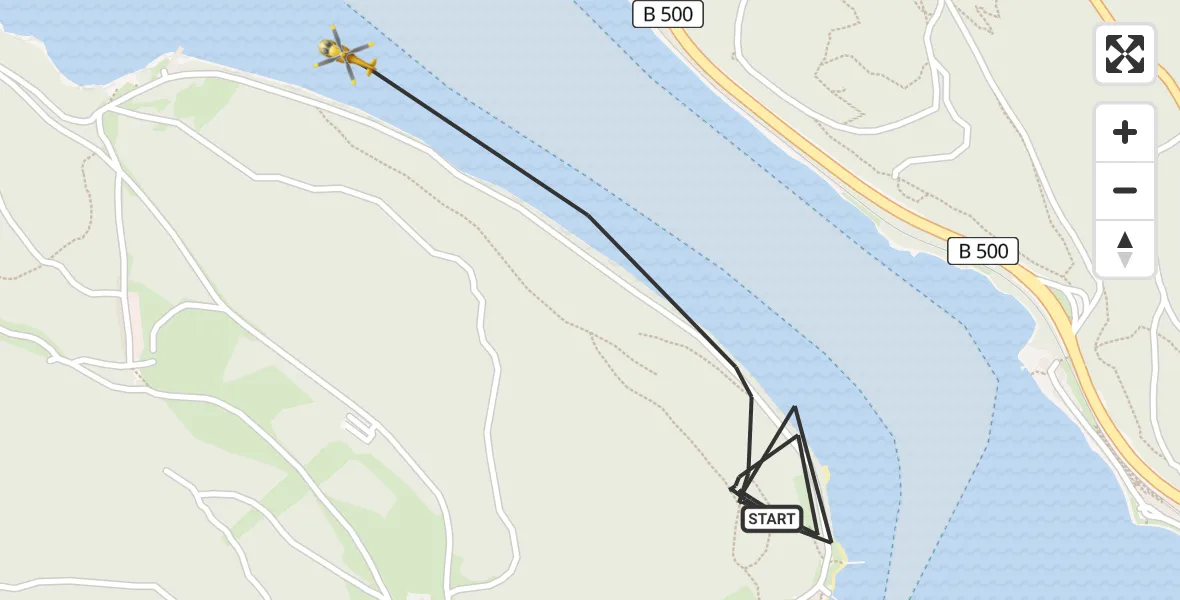 Flugroute Ambulanzhubschrauber Schluchsee - Schluchsee, 25 April 2026, 14:29