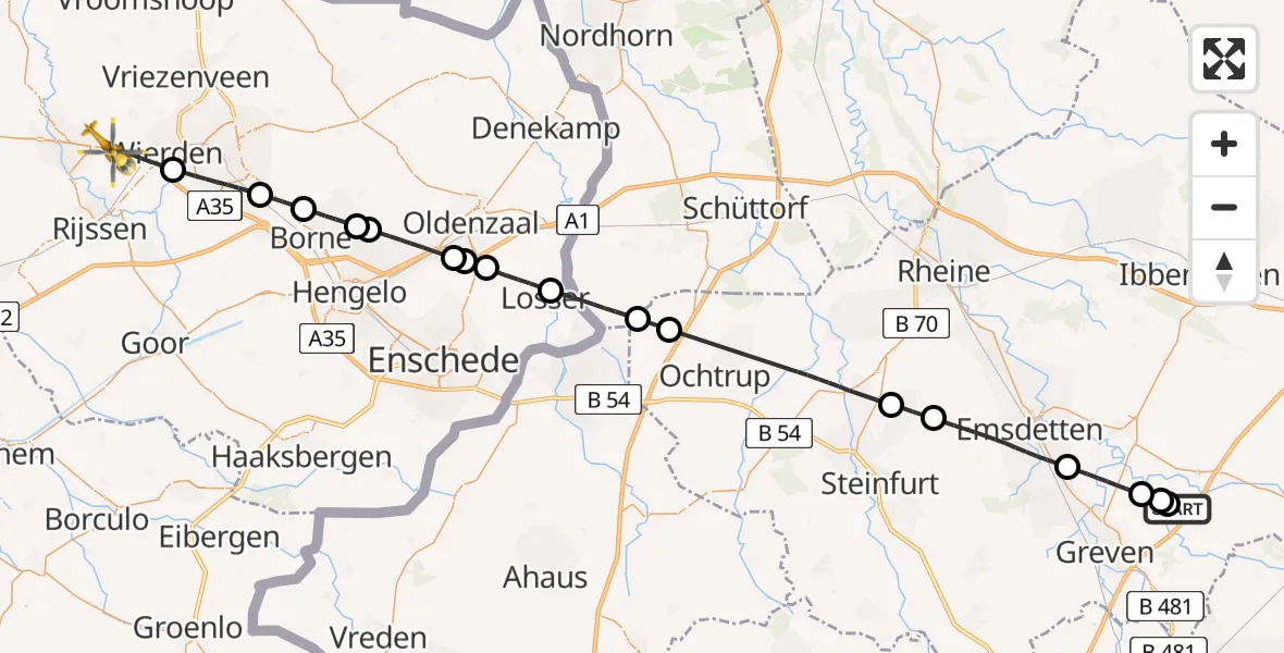 Flugroute Ambulanzhubschrauber Christoph  Westfalen-ADAC - Wierden, 25 April 2026, 14:41
