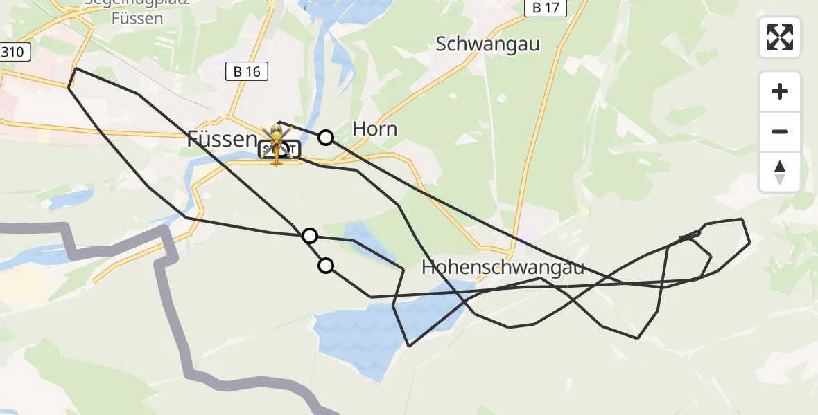 Flugroute Rettungshubschrauber Füssen - Füssen, 25 April 2026, 15:11