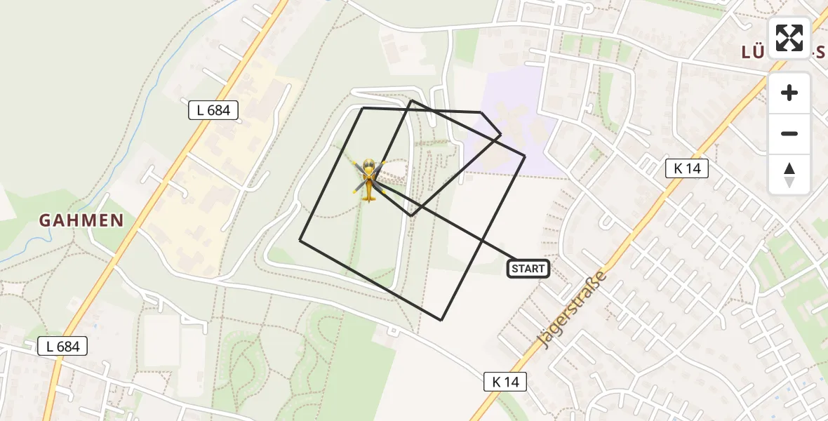 Flugroute Rettungshubschrauber Lünen - Lünen, 25 April 2026, 15:12