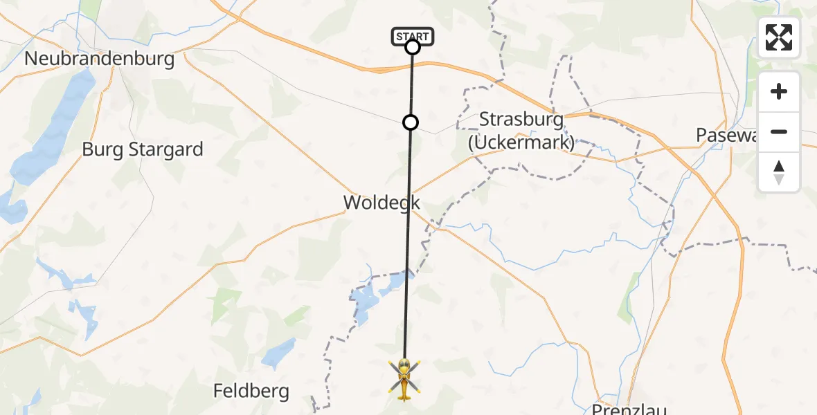 Flugroute Rettungshubschrauber Schönbeck - Nordwestuckermark, 25 April 2026, 15:18