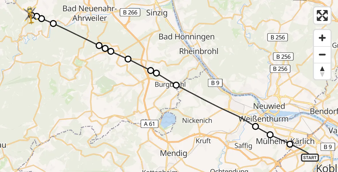 Flugroute Rettungshubschrauber Koblenz - Altenahr, 25 April 2026, 15:41