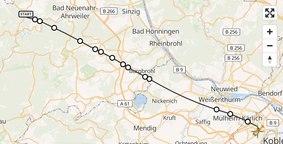 Flugroute Rettungshubschrauber Altenahr - Koblenz, 25 April 2026, 16:23