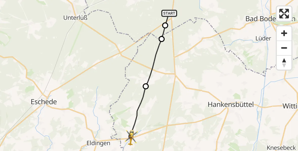 Flugroute Rettungshubschrauber Suderburg - Steinhorst, 25 April 2026, 17:37