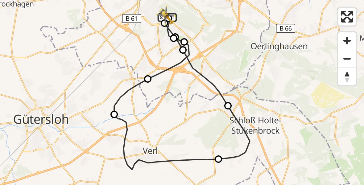 Flugroute Rettungshubschrauber Luftrettungszentrum Bielefeld - Luftrettungszentrum Bielefeld, 25 April 2026, 18:03