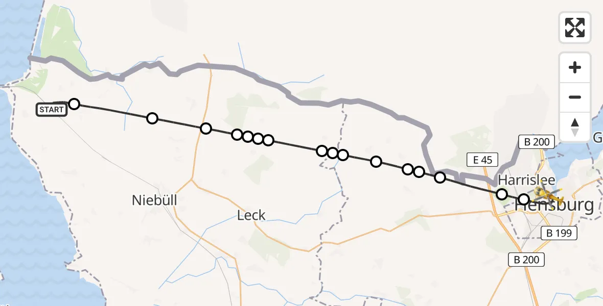 Flugroute Rettungshubschrauber Klanxbüll - Flensburg, 25 April 2026, 18:15
