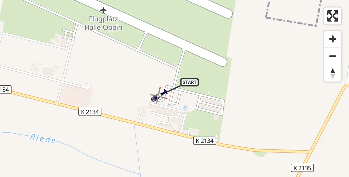 Flugroute Polizeihubschrauber Halle-Oppin Flugplatz - Halle-Oppin Flugplatz, 25 April 2026, 19:24